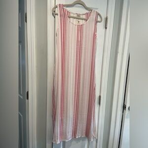 NWT Natural Impressions Size M Pink Metallic Sleeveless Slit Hem Midi Dress